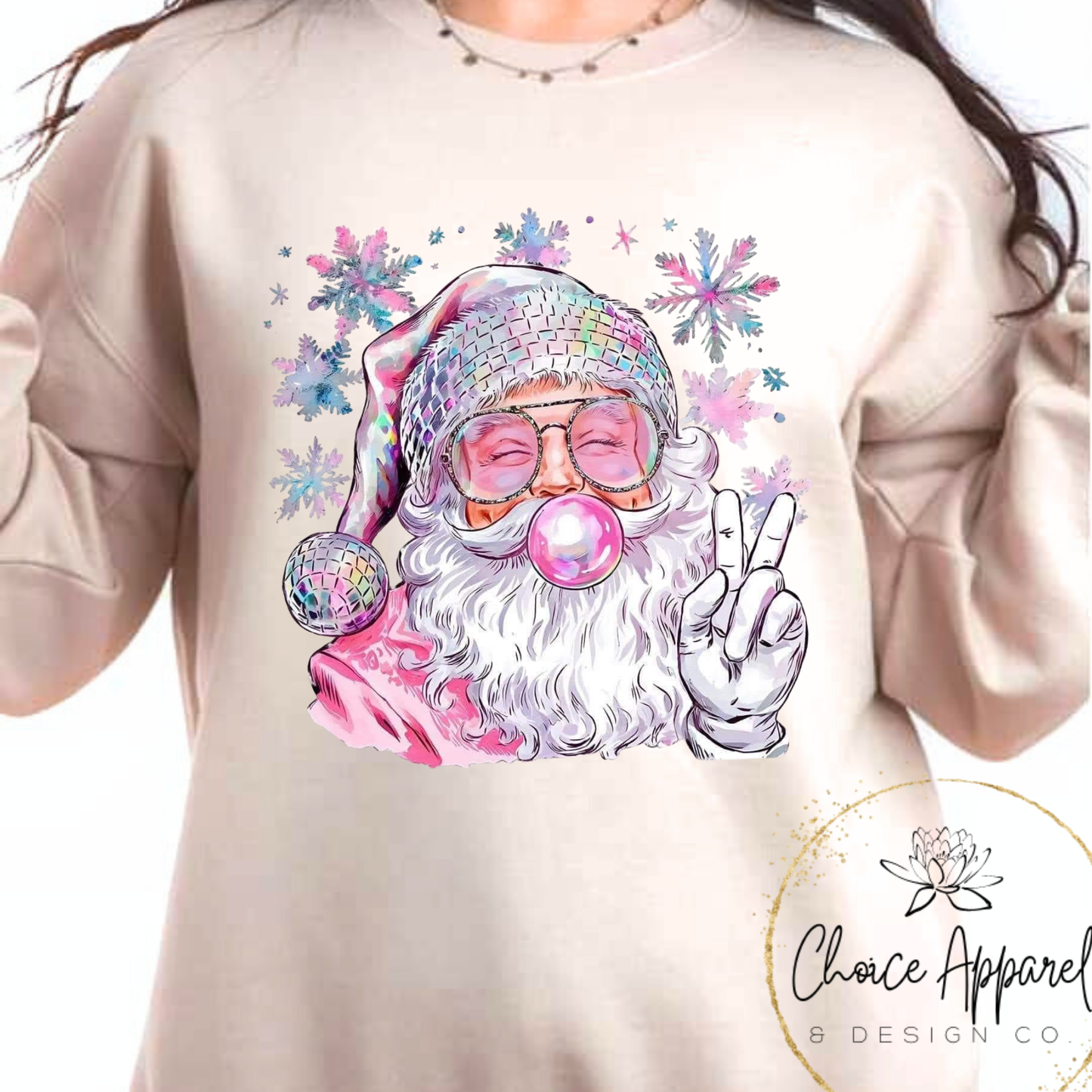 Bubble Gum Santa Adult Hoodie