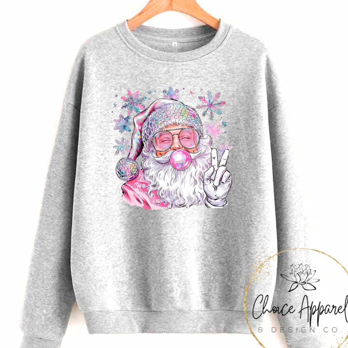 Bubble Gum Santa Adult Hoodie