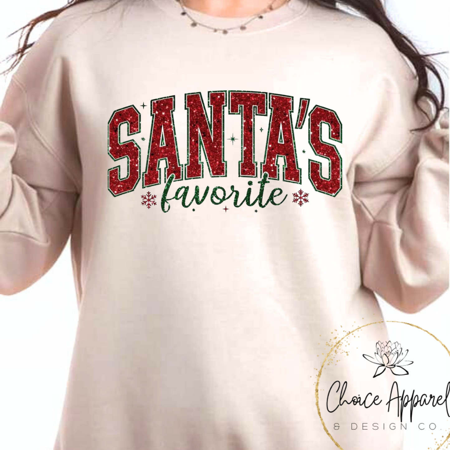 Santa's Favorite Faux Glitter Adult Hoodie