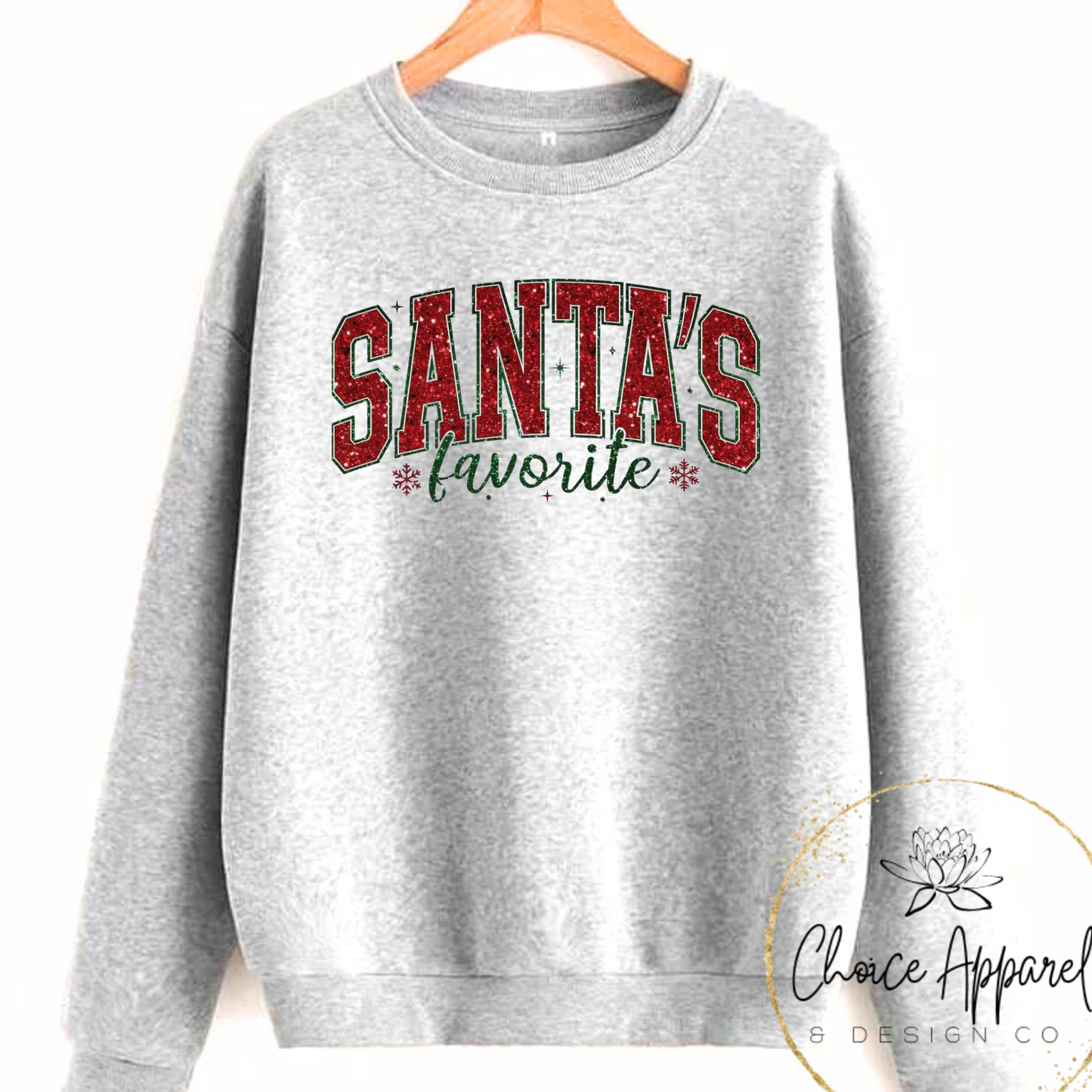 Santa's Favorite Faux Glitter Adult Hoodie