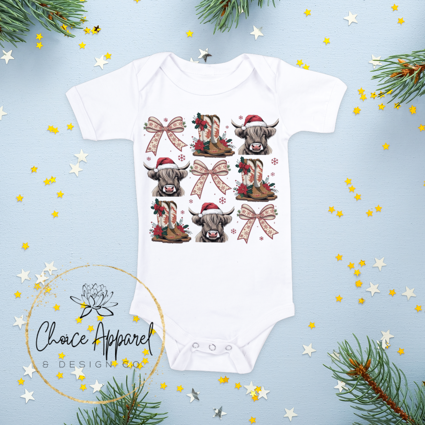 Christmas Cow & Boots Onesie