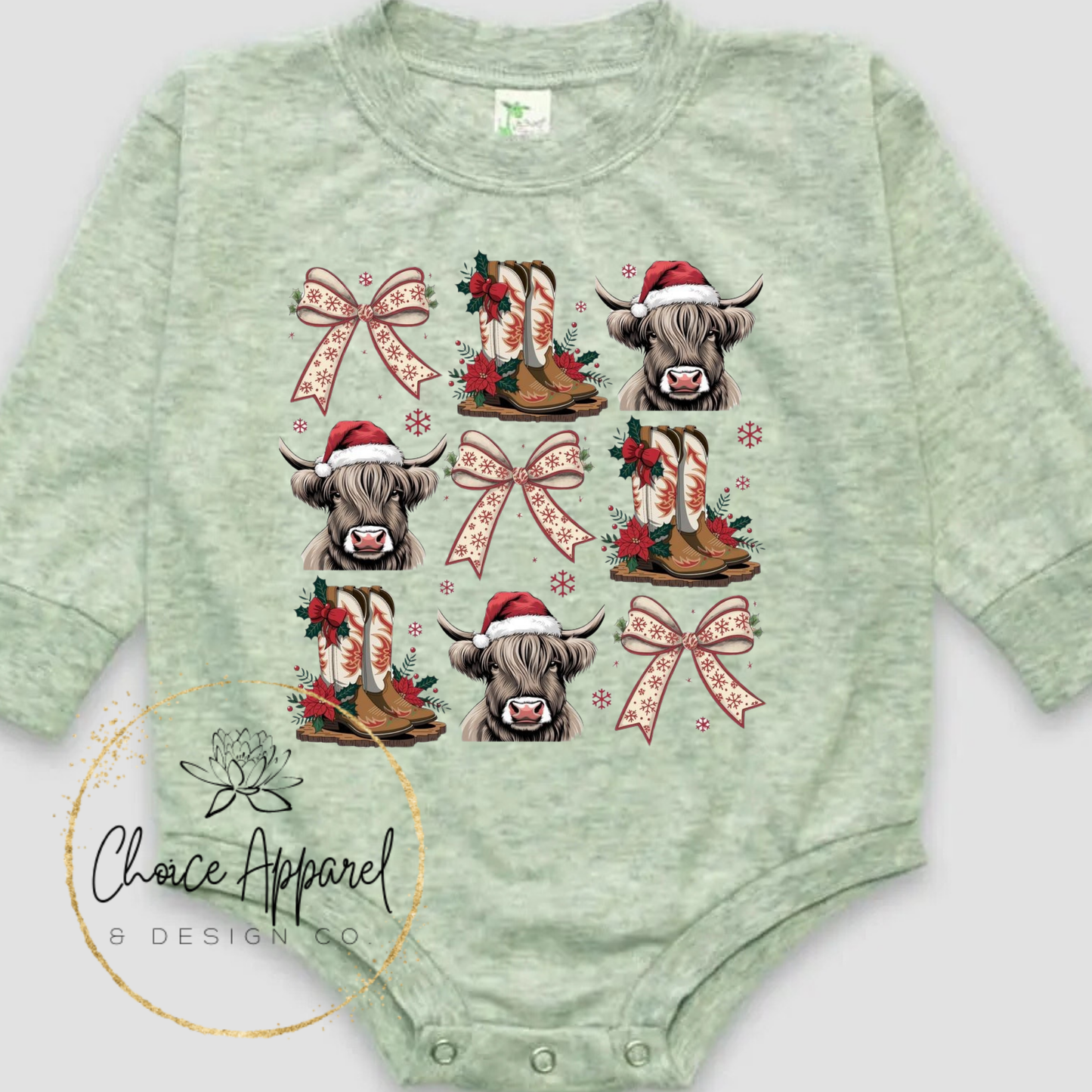 Christmas Cow & Boots Onesie