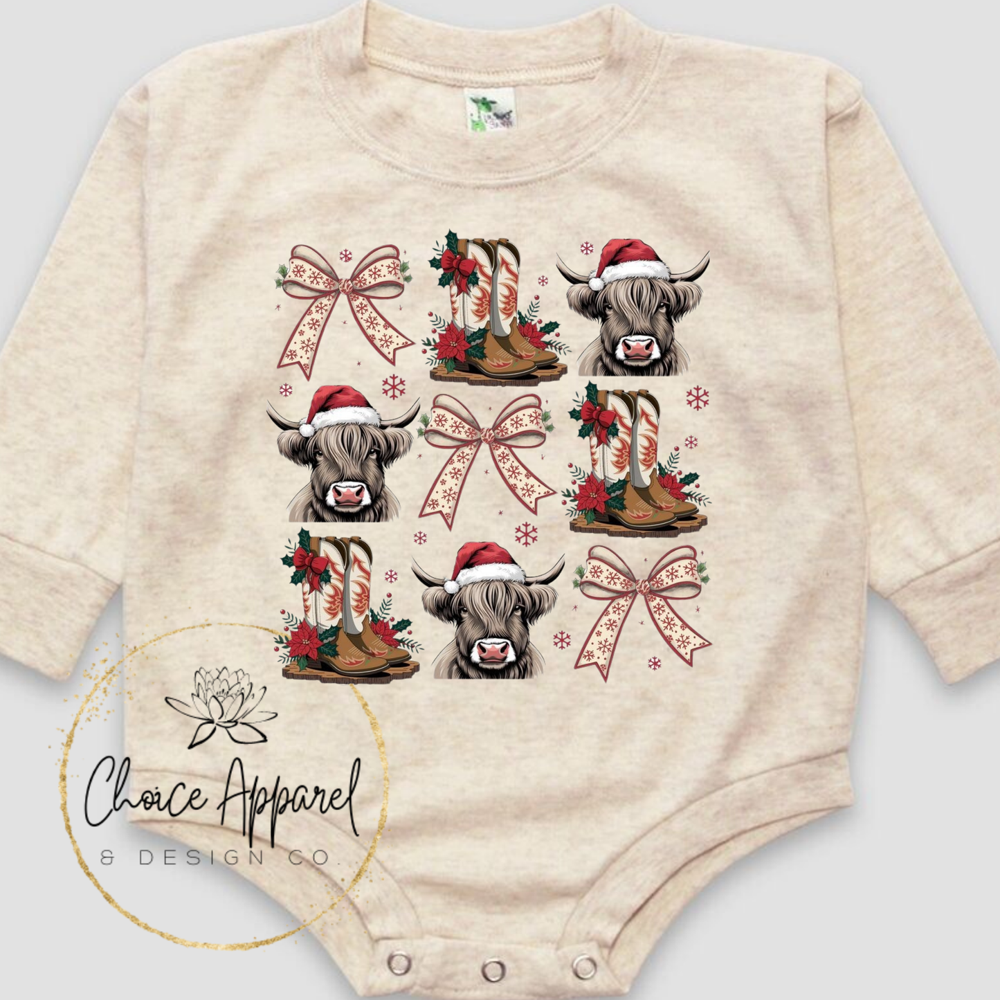 Christmas Cow & Boots Onesie