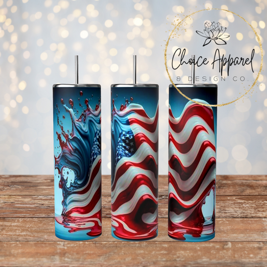 American Flag Drip Tumbler