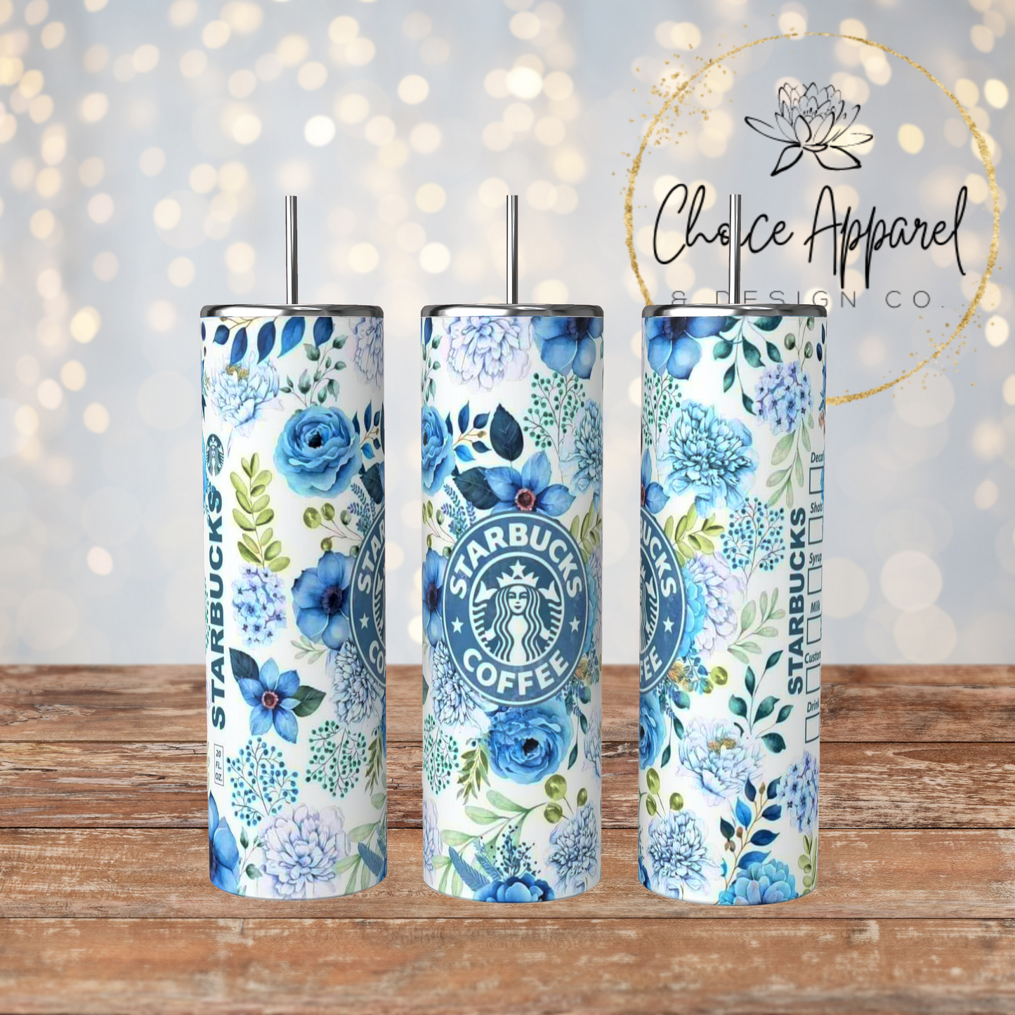 Blue Floral Bucks Tumbler