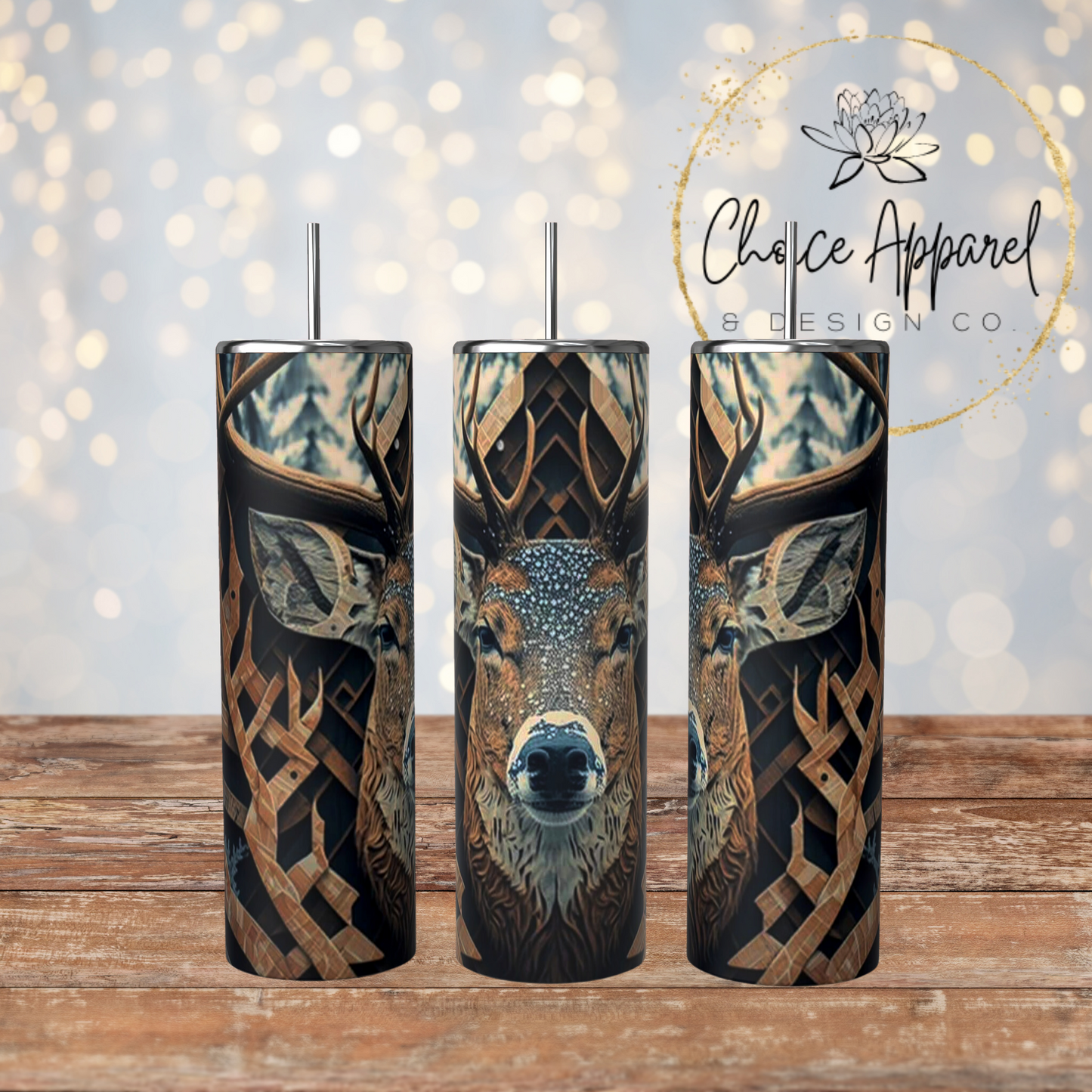 Wood Carved Buck Tumbler