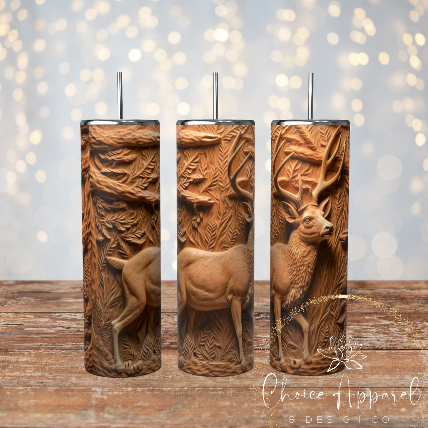 Wood Carving Buck Tumbler