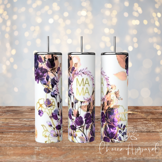 Mama Purple Flower Tumbler