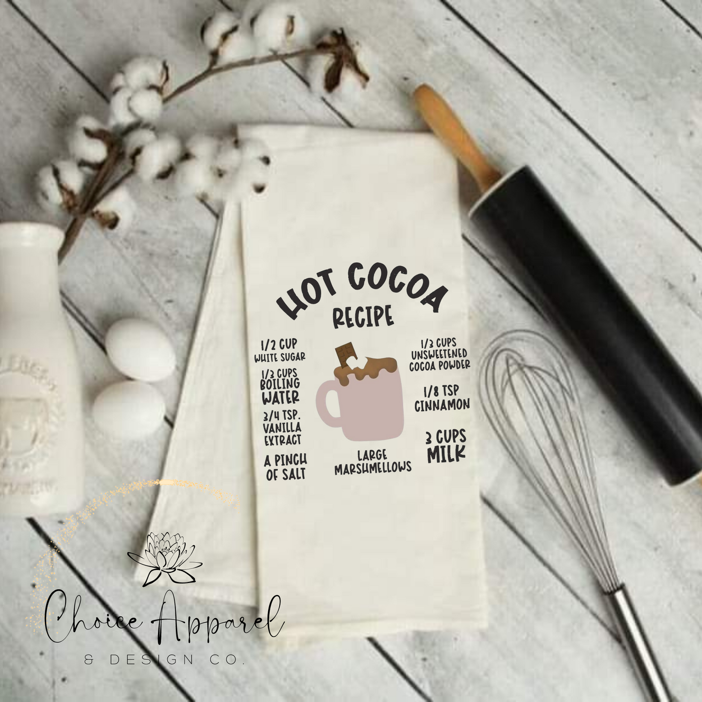 Hot Cocoa Recipe Kitchen Towel