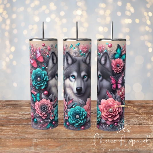 Wolf Flower Tumbler