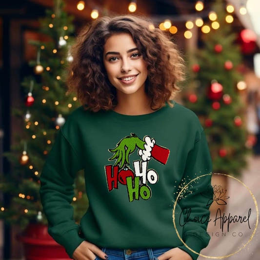 Ho Ho Ho Chenille Patch Hoodie