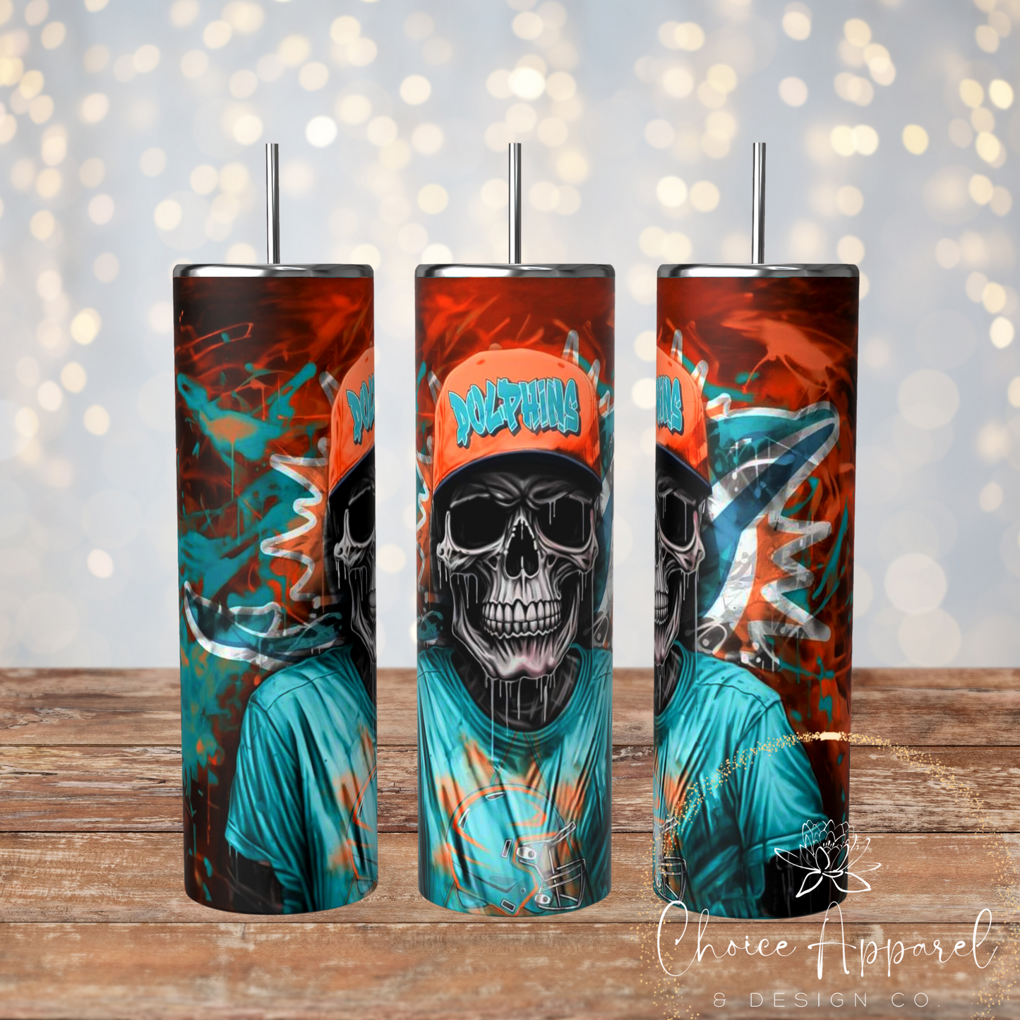 Dolphins Skull Tumbler