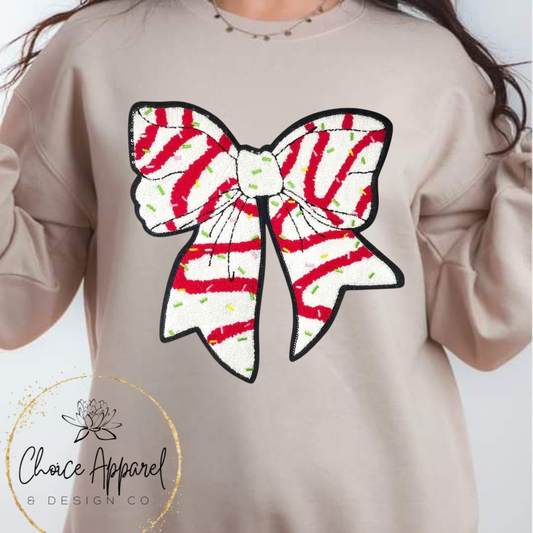 Christmas Cake Bow Chenille Patch Hoodie