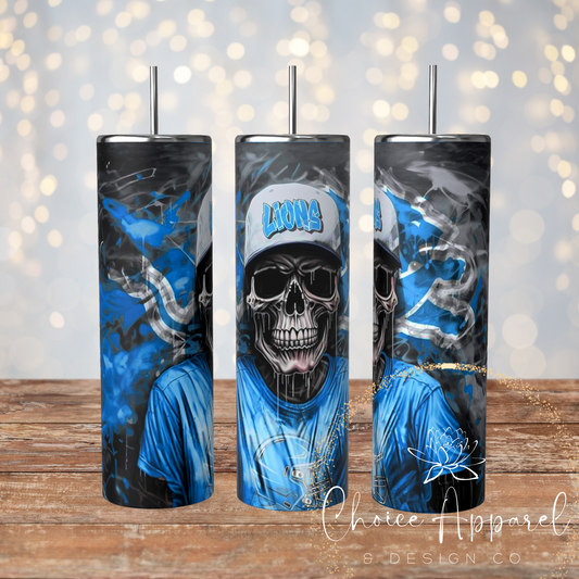 Detroit Lions Skull Tumbler